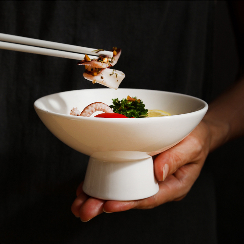 Ceramic fruit plate palace dish bowl simple tall bowl  202200608 02