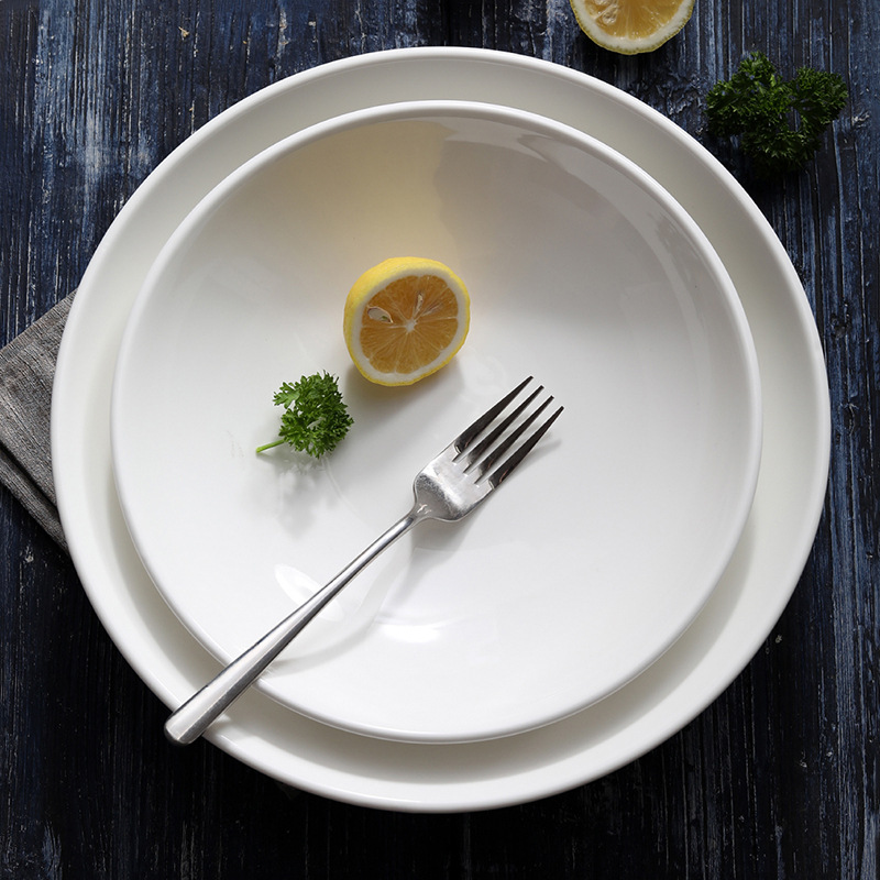 Ceramic pure white soup bowl Creative simple salad bowl 202200608