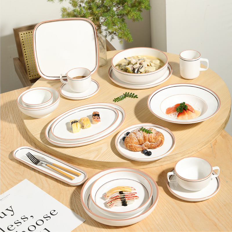 Ceramic simple color coil tableware set 20221202