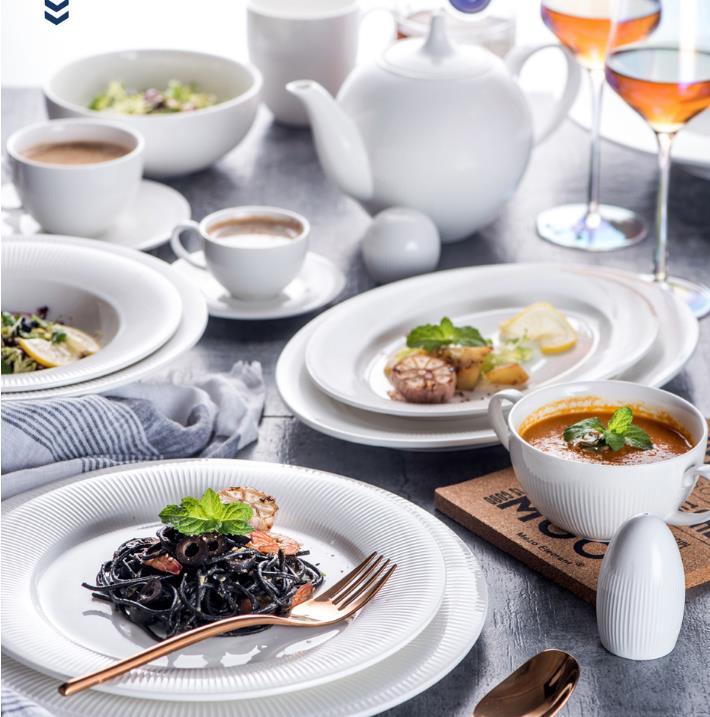 Creative white ceramic dish and plate set home 2870