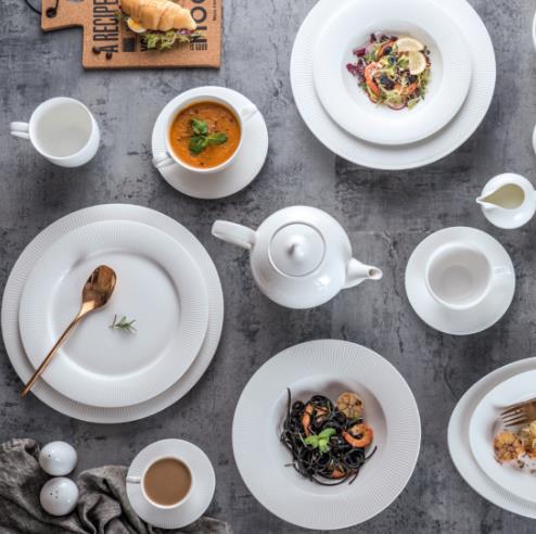 Creative white ceramic dish and plate set home 2870