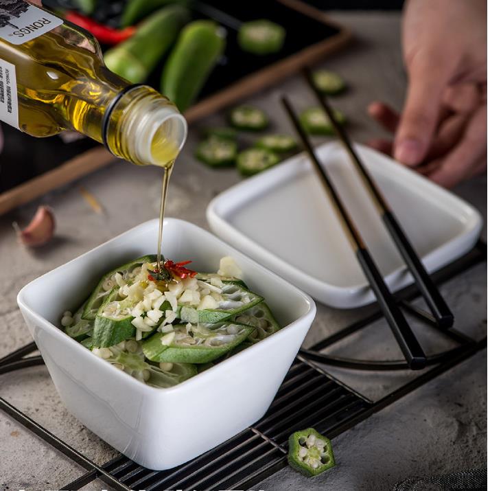 Creative white ceramic square dish MU0042