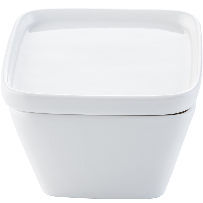 Creative white ceramic square dish MU0042