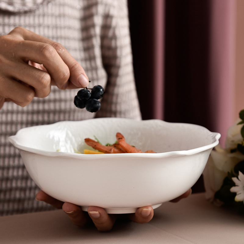 Embossed Western steak plate round deep plate household  3598 02