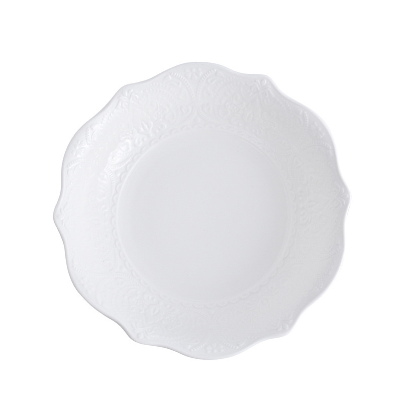 Embossed Western steak plate round deep plate household  3598