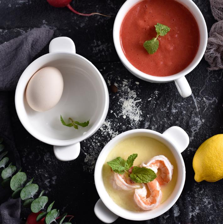 Pure white ceramic bowl set with two ears MU0058