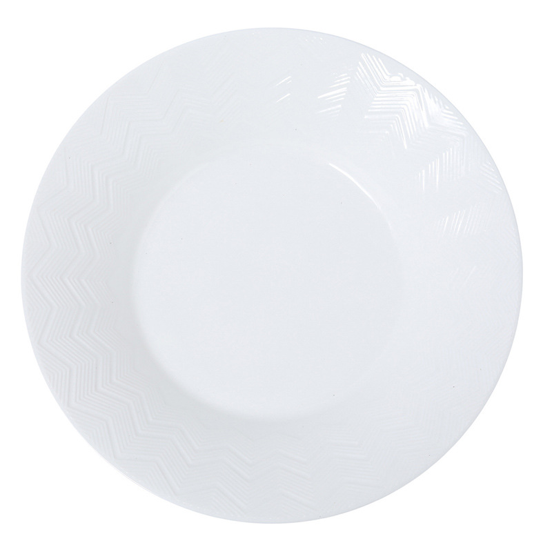 Pure white ceramic pasta bowl Soup bowl with wavy lines 20221014