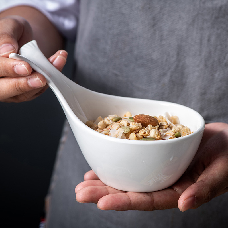 Pure white whale tail ceramic dish Dip dish Snack dish BA3022