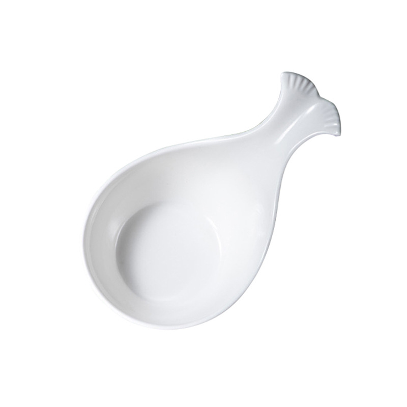 Pure white whale tail ceramic dish Dip dish Snack dish BA3022