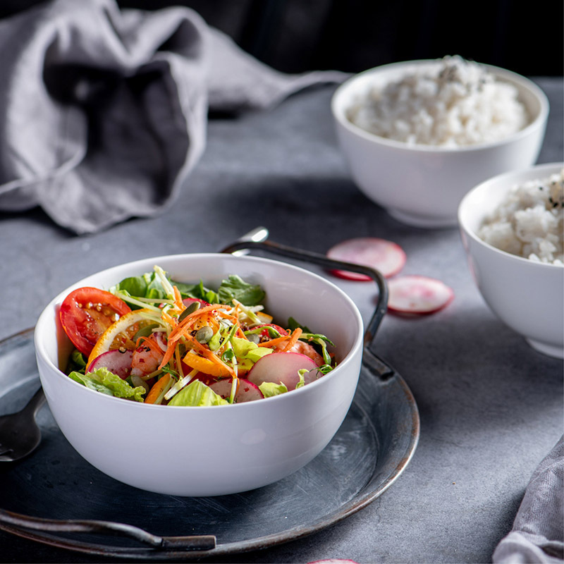 Round pure white simple ceramic bowl household MU0255 01