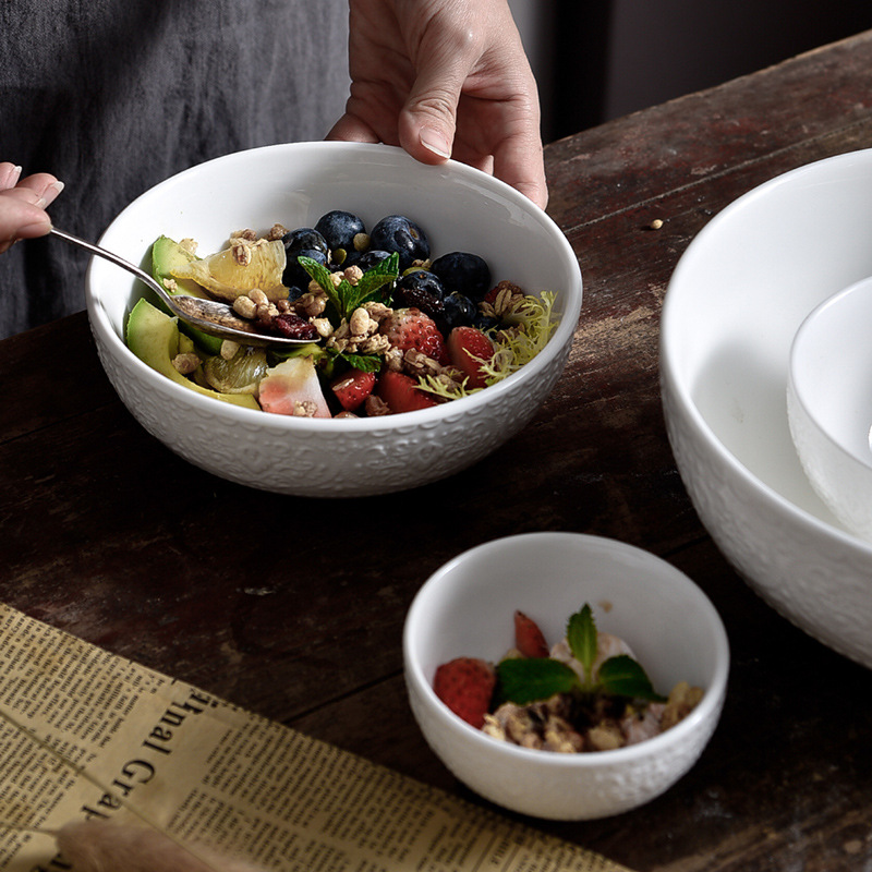 Simple round solid color soup bowl creative salad rice bowl MM2983 01