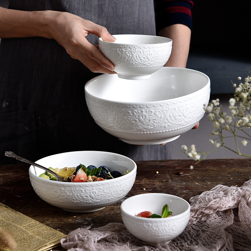 Simple round solid color soup bowl creative salad rice bowl MM2983 02