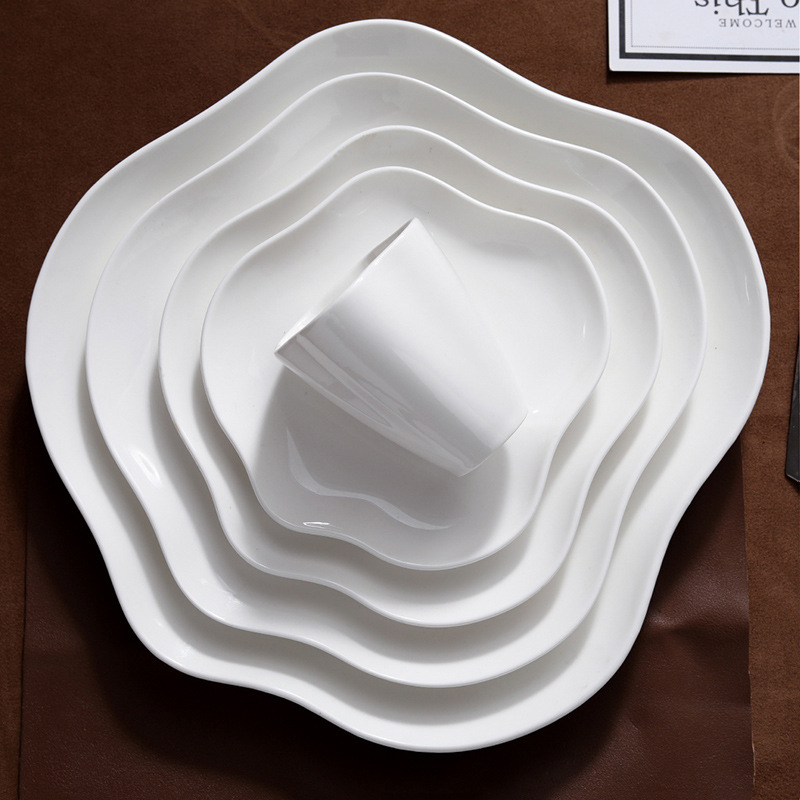 Simple white ceramic irregular soup plate 20221218